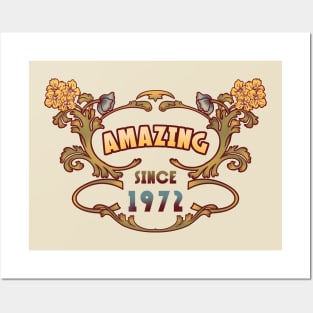 AMAZING SINCE 1972 retro vintage art nouveau design Posters and Art